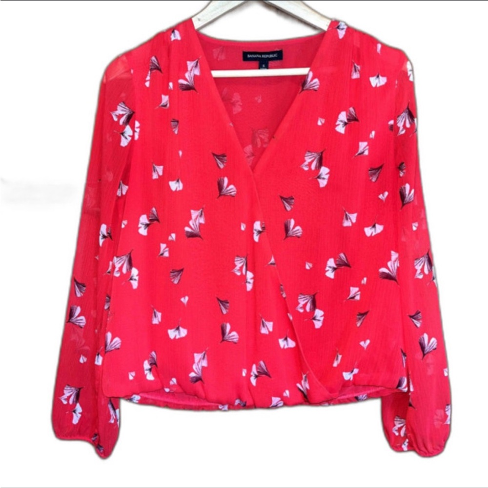 Banana Republic Red Patterned Blouse